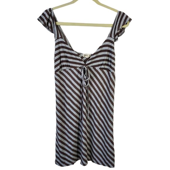 American Rag Dresses & Skirts - American Rag Brown & Grey Diagonal Stripe Short Dress Size Small